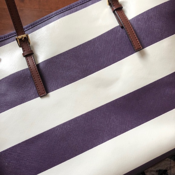 Amazing striped purple blue and white Michael Kors Mercer Tote bag - Picture 6 of 10